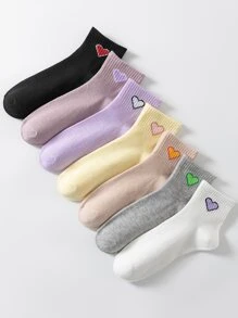 7pairs Women's Heart Patterned Socks - Multicolor - View 1