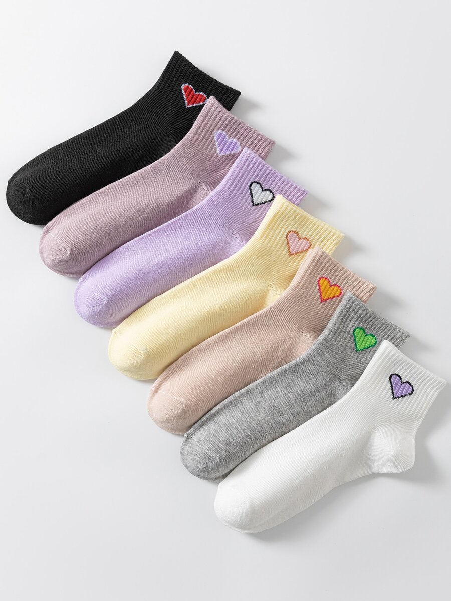 7pairs Women's Heart Patterned Socks - Multicolor - View 1