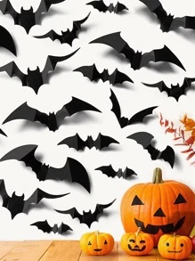 72 szt. - naklejka ścienna z nietoperzem na Halloween, przerażające naklejki ścienne 3D z nietoperzem, przerażające, sztuczne, plastikowe, samoprzylepne naklejki ścienne z nietoperzem do dekoracji pokoju na Halloween, 4 różne rozmiary, wodoodporny, realistyczny nietoperz do dekoracji okna na Halloween, wystrój pokoju, wystrój domu, jesień, wystrój imprezy