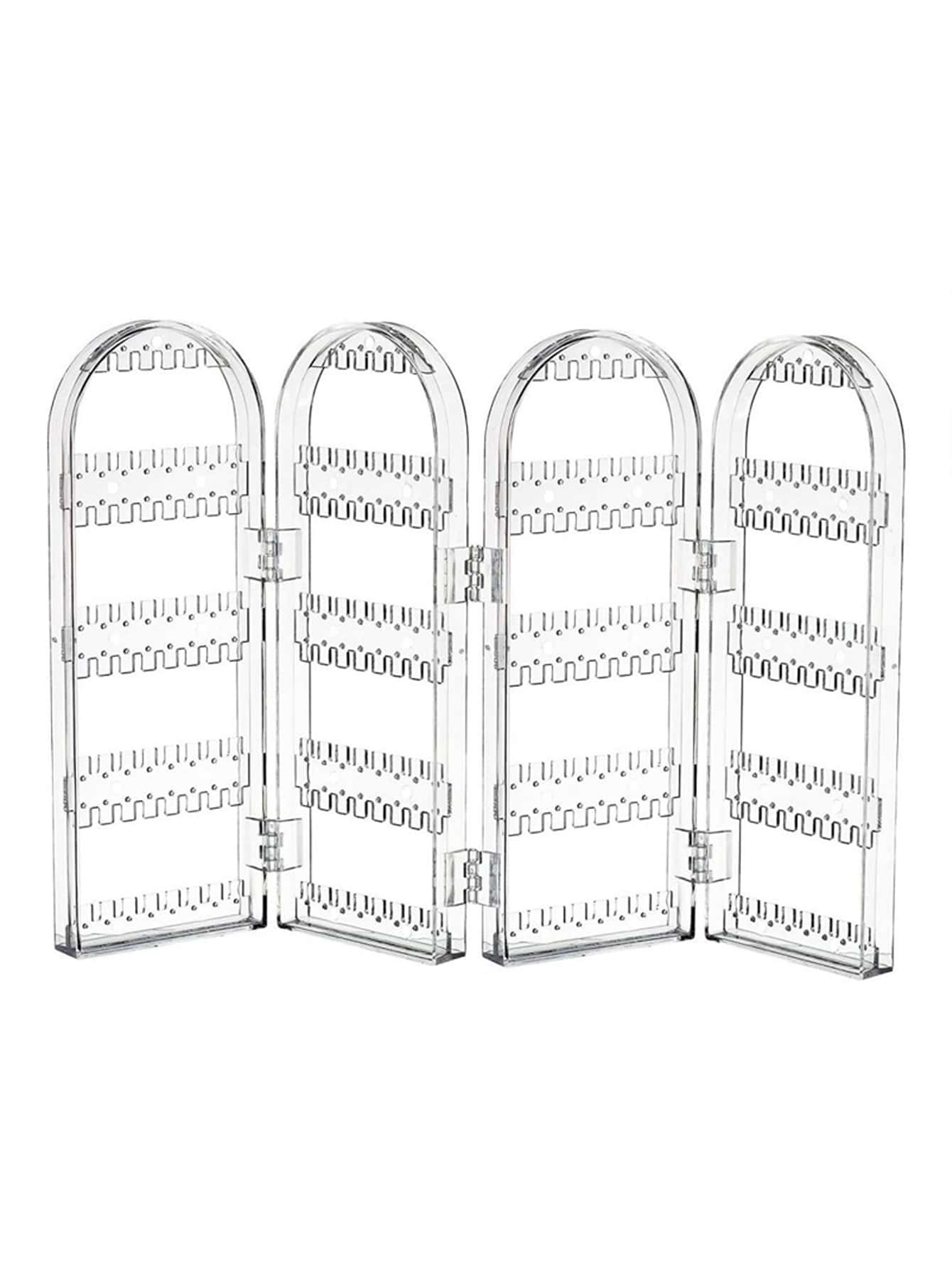 pince 1set 4-Door Foldable Transparent Plastic Jewelry Display Stand For Earrings & Necklaces, Gift For Valentine's Day