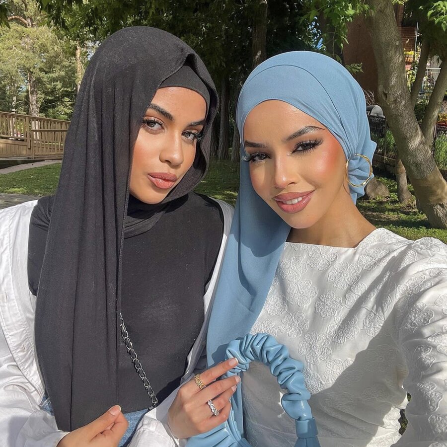 Set hijab de gasa de color liso para mujer 3 piezas/set - Burdeos - Ver 1