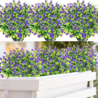 1束(6朵)人工植物,桉葉,塑料盆栽植物配件,diy婚禮裝飾,居家裝飾,戶外花園,窗台,浴室裝飾,情人節禮物,新年、生日派對裝飾材料