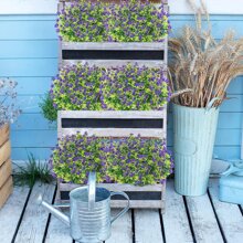 1束(6朵)人工植物,桉葉,塑料盆栽植物配件,diy婚禮裝飾,居家裝飾,戶外花園,窗台,浴室裝飾,情人節禮物,新年、生日派對裝飾材料 - 紫色 - 查看 6