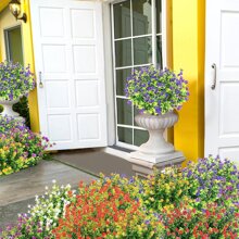 1束(6朵)人工植物,桉葉,塑料盆栽植物配件,diy婚禮裝飾,居家裝飾,戶外花園,窗台,浴室裝飾,情人節禮物,新年、生日派對裝飾材料 - 紫色 - 查看 4