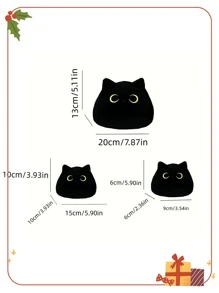 1入組黑色超級柔軟可愛卡哇伊黑色貓長毛絨枕頭玩偶 - 黑色 - 查看 3