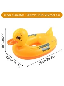 1pc Inflatable Mini Yellow Duck Swimming Pool Float, Duck Shaped With Handles And Armpit Ring, Summer Beach Essential