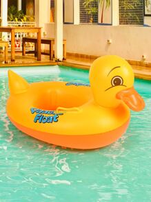 1pc Inflatable Mini Yellow Duck Swimming Pool Float, Duck Shaped With Handles And Armpit Ring, Summer Beach Essential