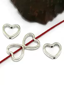 20 cái/1 nhiều Màu bạc Trái tim rỗng Hạt Đồ cổ Lỏng lẻo Hạt Spacer Kết nối Để làm đồ trang sức DIY Vòng tay - Bạc - Xem 4