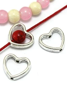 20 cái/1 nhiều Màu bạc Trái tim rỗng Hạt Đồ cổ Lỏng lẻo Hạt Spacer Kết nối Để làm đồ trang sức DIY Vòng tay - Bạc - Xem 5