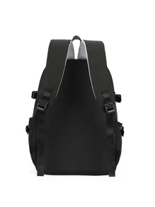 Women's Fashionable Solid Color Backpack, Double Shoulder, Large Capacity - Black - View 4