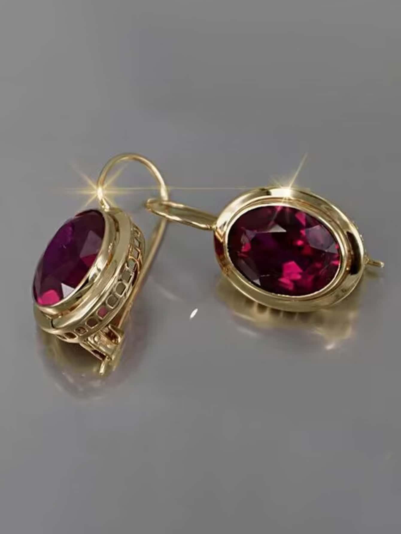 زوج واحد جميل & لامع الذهبي كريستال & أحمر مكعب زركونيا اقراط , فاخر هدية للنساء , مواعدة و زينة العيد