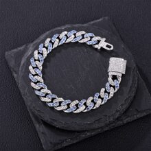 Sea Blue White Bracelet, Exquisite Christmas & New Year Style, 8-Inch Length, Durable, Unisex, Premium Gift For Children & Loved Ones - Silver - View 1