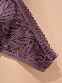 女性①無線
②無鋼圈背心風格蕾絲大碼胸罩 - 紫色 - 查看 5