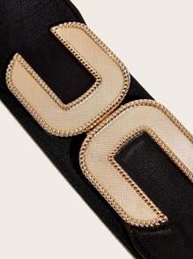 1 件女式時尚簡約彈性寬腰帶,附金扣,適用於洋裝和外套,瘦身腰帶