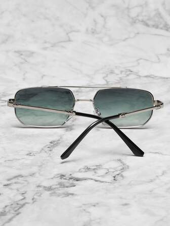 1 件男女通用时尚金属矩形装饰休闲时尚眼镜