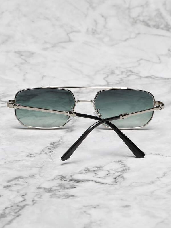 نظارات كاجوال أنيقة للجنسين مزينة بمعدن مستطيل قطعة واحدة