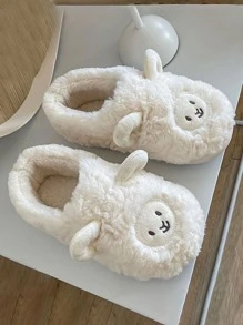 Mùa Đông Sang trọng Giày dép Đối với phụ nữ , Cặp đôi , Cô gái , Thiết kế Hoạt hình , Ấm áp & Chống trượt Đối với Trong nhà Nhà  Sử dụng - trắng - Xem 4