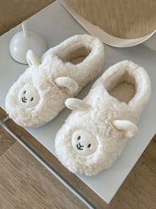 Mùa Đông Sang trọng Giày dép Đối với phụ nữ , Cặp đôi , Cô gái , Thiết kế Hoạt hình , Ấm áp & Chống trượt Đối với Trong nhà Nhà  Sử dụng - trắng - Xem 2