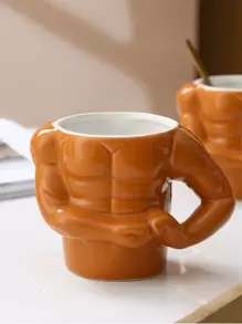 1 pieza Taza de cerámica creativa y divertida con diseño de músculo para fisicoculturistas/entusiastas del fitness, taza de café personalizada/regalo de cumpleaños para volver a la escuela - Granate - Ver 4