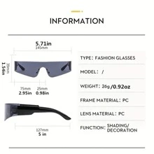 Y2K Hiphop Fashion Glasses: Eyewear With Frames For Women Outdoor Glasses Beach Accessories For Women Glasses Shades For Summer Beach Vacation,Outdoor,Travel - Black - View 4