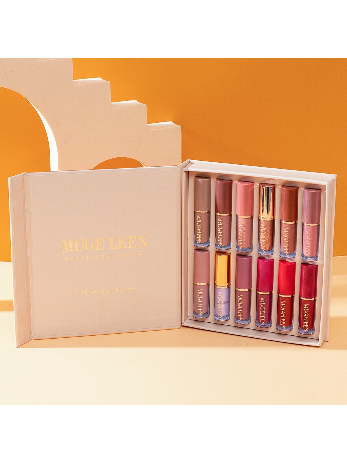 مجموعة أحمر الشفاه مرطب ماتي مقاوم للتلاشي، أحمر ش...