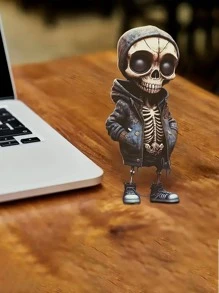 Muñeco De Calavera De Halloween Con Capucha, Diseño De Calavera De La Calle, Adorno Creativo En Acrílico Para Escritorio, Coche Y Decoración Del Hogar - Multicolor - Ver 9