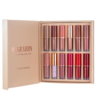 Juego de 12 lip gloss, manchas labiales mate hidratantes que no se desvanecen fácilmente, lápiz labial, brillo fino para labios, glaseado de labios, caja de regalo para el Día de la Madre y el Día de San Valentín