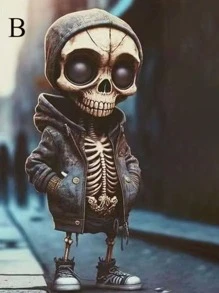 Muñeco De Calavera De Halloween Con Capucha, Diseño De Calavera De La Calle, Adorno Creativo En Acrílico Para Escritorio, Coche Y Decoración Del Hogar - Multicolor - Ver 3