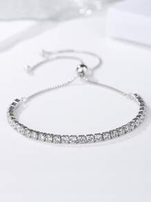 2pcs Adjustable Zirconia Tennis Bracelet, Suitable For Women And Girls Everyday Wear - Silver - View 6