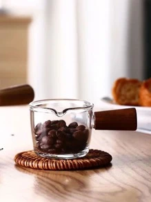 Pichet À Lait En Verre De Style Ins Avec Poignée En Bois, Tasse À Café Au Lait Concentré Et Petite Quantité De Latte, Boîte À Lait
