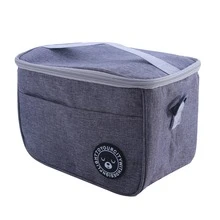 1pc Gray Lunch Bag Portable Insulated Food Carrier - Grey - View 5