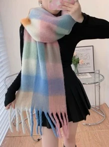 1pc Plus Size Women's Plaid Scarf, Soft & Warm For Autumn/Winter - Multicolor - View 3