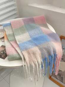 1pc Plus Size Women's Plaid Scarf, Soft & Warm For Autumn/Winter - Multicolor - View 4