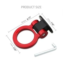 1pc Red Round Adhesive Trailer Hook For All Cars - Red - View 3