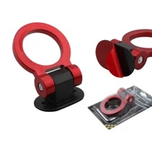 1pc Red Round Adhesive Trailer Hook For All Cars - Red - View 4