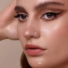 1 Pieza Anillo De Nariz De Acero Inoxidable En Forma De D Con Anillo Septum Sin Costuras Para Hombres Y Mujeres, Arete De Cartílago