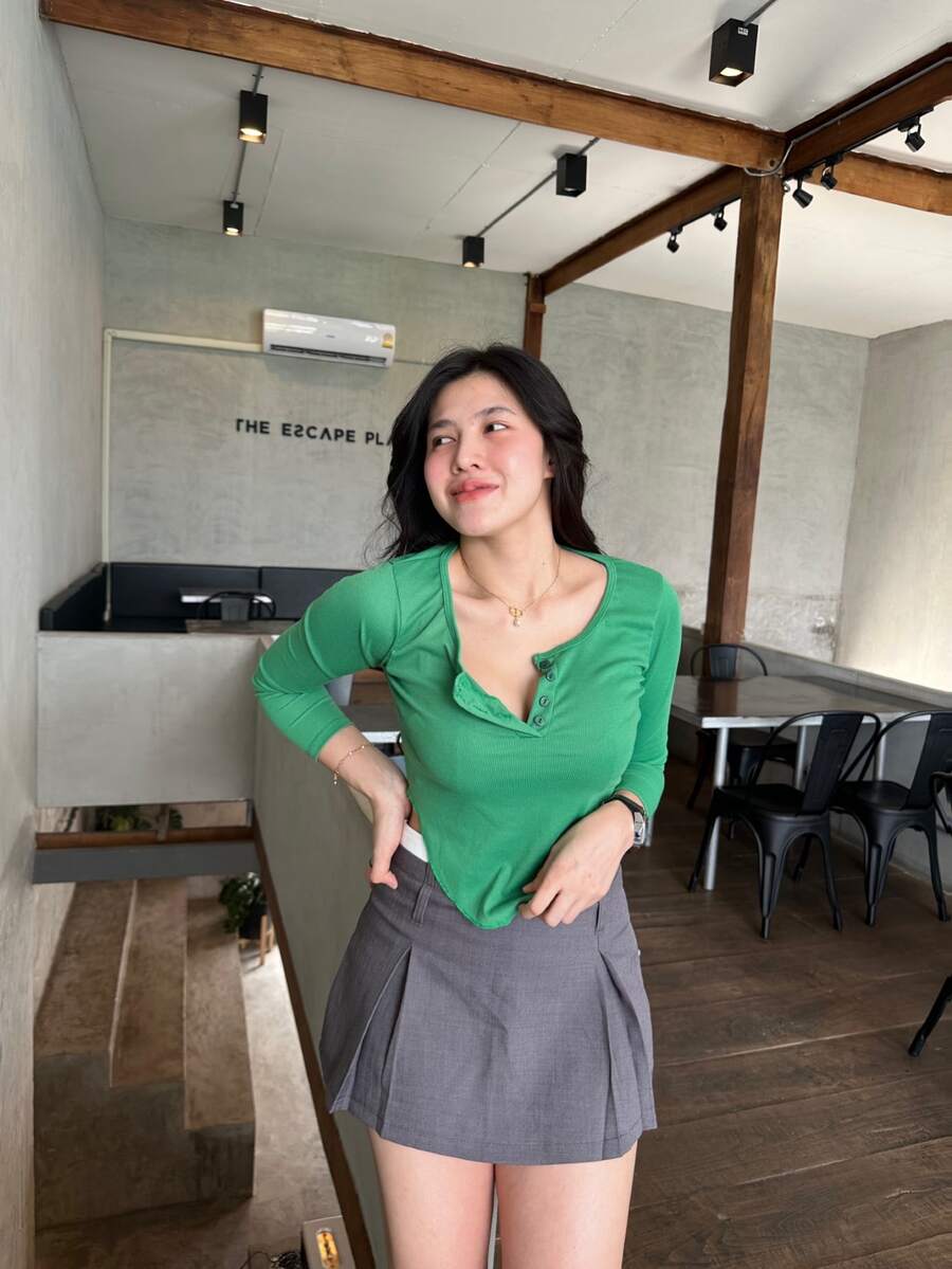 Women Tops - Dark Green - View 1