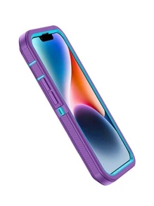 PC Màu tím nhạt và xanh da trời, Bảo vệ chống rơi nặng, Chống sốc chắc chắn toàn thân, Bảo vệ chắc chắn chống bụi, Vỏ điện thoại 3 trong 1, Tương thích với iPhone Samsung Motolola, Món quà hoàn hảo cho sinh nhật/Con trai/Bạn gái - tím nhạt + xanh da trời - Xem 3