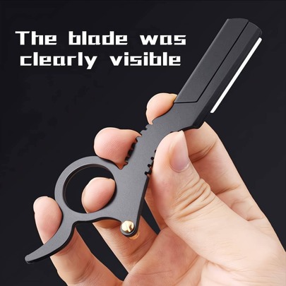 Navaja de afeitar profesional para barbero, herramientas de afeitado de cejas y barba, eliminación manual del vello, hojas de recambio para recortar, navaja recta de acero inoxidable retro, afeitadora, cortadora, afeitadora para dar forma a la cabeza y las cejas, soporte para navajas