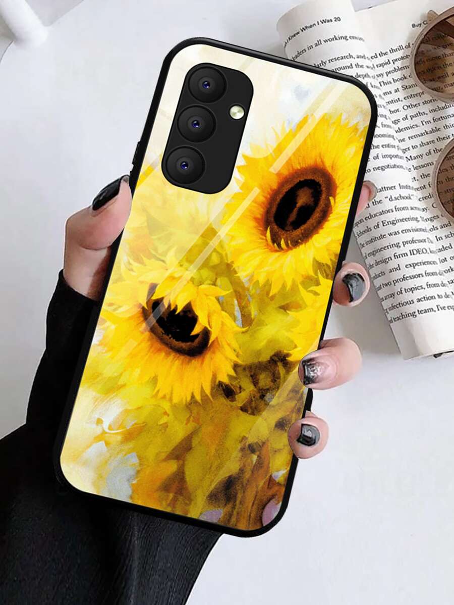 Funda de teléfono con estampado de girasol, versión internacional, no la versión nacional - Amarillo - Ver 1