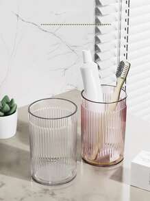 Cirelle 1 件多功能透明轻奢旅行便携式牙刷杯带牙膏架适合户外使用家居浴室装饰秋季装饰返校 - 粉色 - 查看 6