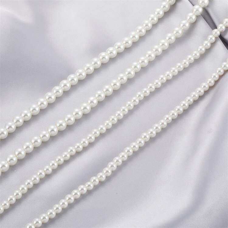 1 Pieza Collar De Perlas Blancas Falsas Para Hombres Y Mujeres, Collar De Cuentas De Moda Adornado, Joyería Fresca Para Hombres, Mujeres Y Regalo Unisex - Blanco - Ver 2