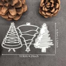 三個聖誕樹花邊方形相框旅行步行照片相框裝飾金屬切割模具模板,適用於diy相簿紙質卡片壓花 - 杏色 - 查看 3