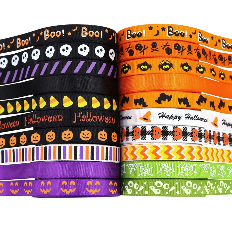Halloween Ribbons Mix 20 Style each 2 yards In One Package  3/8"(10mm)Sizes Bow Cap DIY Decorations - Multicolor - View 1