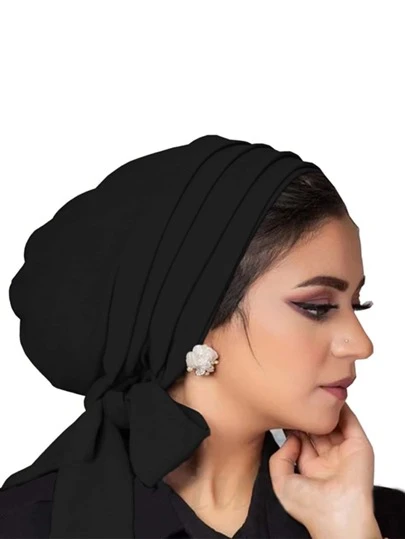 حجاب رأس زغب الشعر معزز بالألوان موحد اللون والكريستالات للنساء، توربان بونيه شعر بونيه