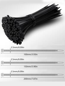 100入組白色/黑色自鎖尼龍電纜綁帶,適用於電纜管理和整理