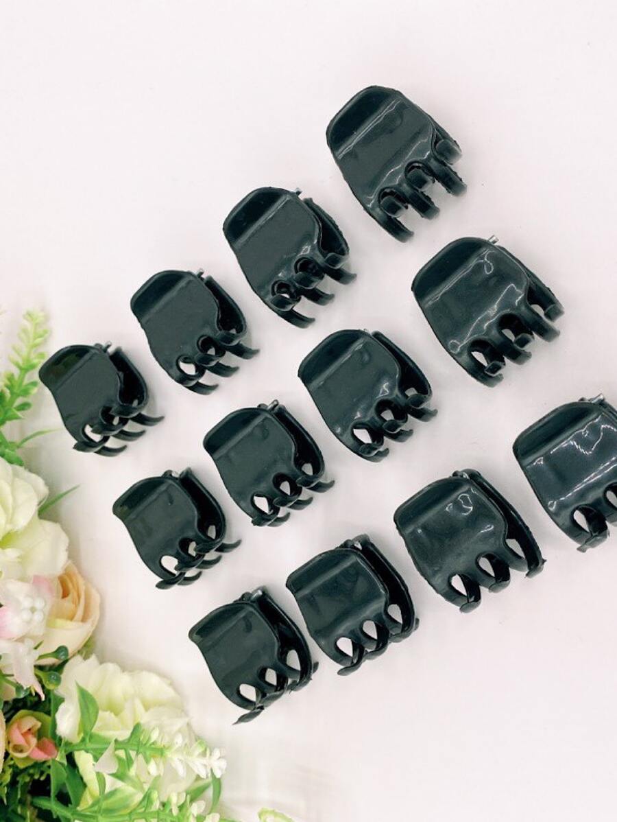 日常髮夾，適用於女孩髮型的隨意款式 - 黑色 - 查看 1