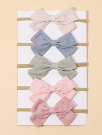 5pcs/Set Popular Cross-Border Baby Bowknot Fine Hair Band (Excluding Paper Card) Love Valentine