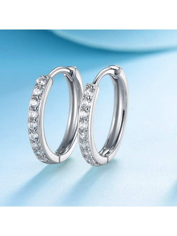 MDFUN Huggic CZ Hoop Earrings, 316L Stainless Steel, Inlaid With Cubic Zirconia, Hypoallergenic Stud Earrings For Ear Cartilage/Helix Piercing, Unisex