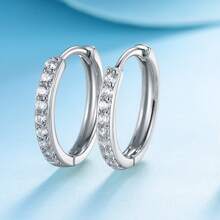 MDFUN Huggic CZ 圈形耳环，316L 不锈钢材质，镶嵌立方氧化锆，低过敏性耳钉，适用于耳软骨/耳廓穿孔，男女皆宜 - 銀色 - 查看 1